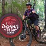 Three female mountain bikers